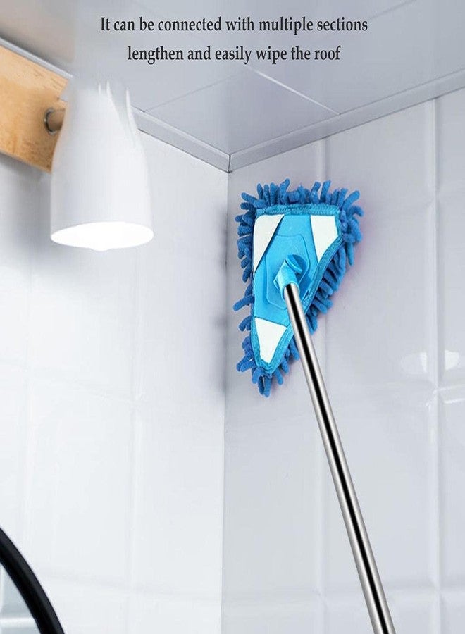 Cyrox ممسحة أرضية مسطحة من الألياف الدقيقة من سيروكس بمقبض طويل، قابلة للطي، قابلة للدوران 180 درجة، ممسحة تنظيف مرنة، ممسحة مثلثة دوارة، سهلة التنظيف، ممسحة تنظيف مثلثة كسولة (قطعة واحدة) - Image 3